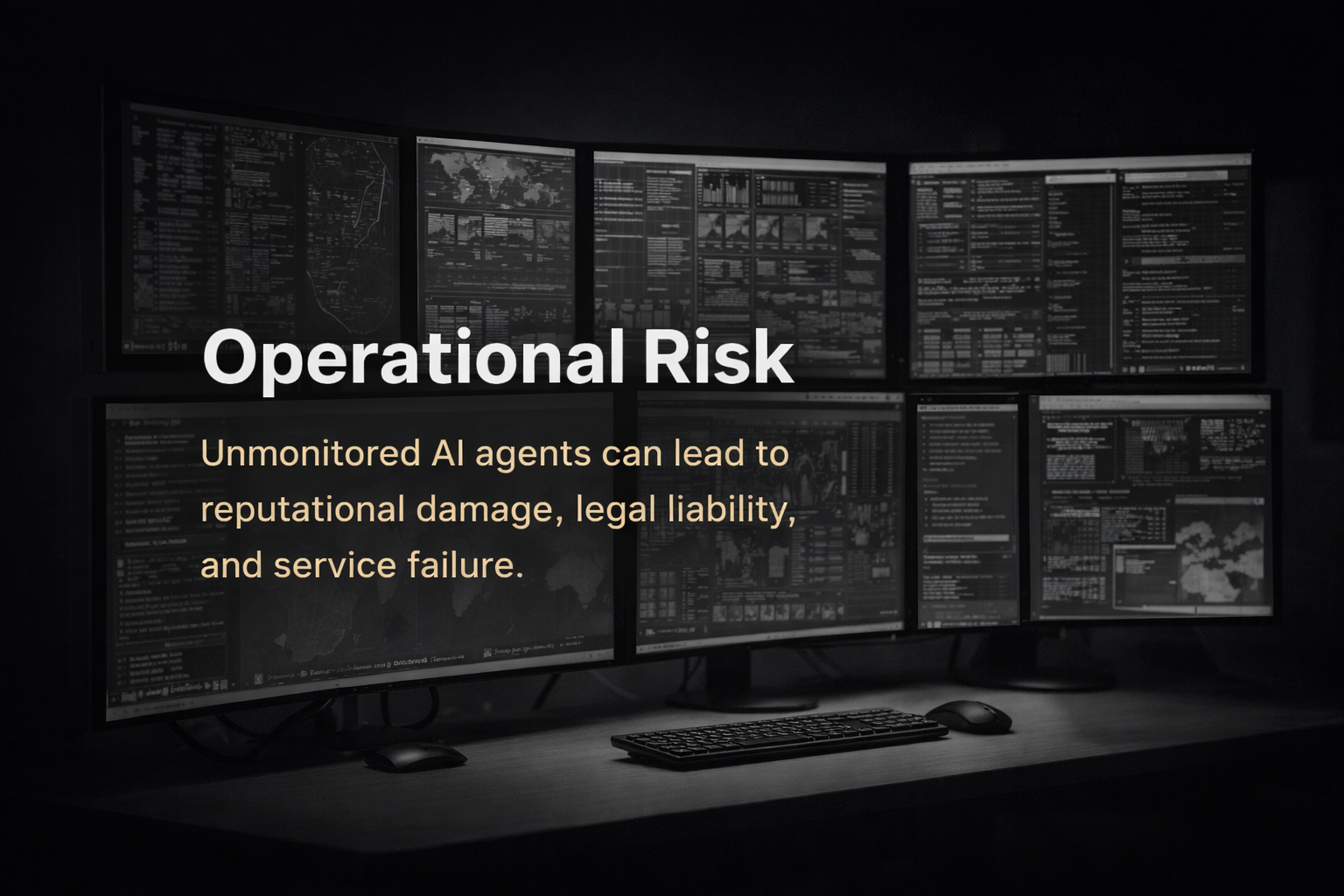 Illustration representing operational risk in AI systems and monitoring failures